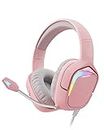 Black Shark Gaming Headset for PC, PS4, PS5, Xbox, Switch, All-in-1 Gaming Headphones with Ultra-Clear Bendable Mic, 50mm Dynamic Drivers, Noise Isolation Ear Cushions, in-line Controls - Pink