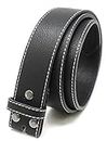 BC Belts Leather Belt Strap with Vintage Distressed Texture and Colored Stitching 1.5" Wide with Snaps, Black - White, X-Small (26-28)