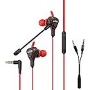 RPM Euro Games Wired in Ear Gaming Earphones with Mic for Mobile Phones, Pc, Ps4, Xbox One, Nintendo Switch - (Red)