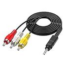 BERLAT 3.5 mm to RCA AV Camcorder Video Cable,3.5mm 18 TRRS Male to 3 RCA Male Plug Adapter Cord for TV,Smartphones,MP3, Tablets,Speakers,Home Theater - 5ft1.5M