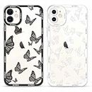 Yoedge 2 Pack Cute Transparent Print Suitable for iPhone 11 6.1 Inch Phone Case, Butterfly Aesthetic Pattern Shell Soft Silicone Shock-Absorbing Cover, Suitable for Women and Girls