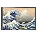 Wieco Art Framed Wall Art Canvas Prints Ocean Beach Picture Paintings for Home Office Decorations Wall Decor Great Wave of Kanagawa Katsushika Hokusai Modern Landscape Sea Artwork
