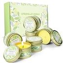 Citronella Candles Outdoor, Scented Candles, Summer Soy Wax Candles, Lemongrass Candles for Outdoor&Indoor, Travel Tin Candles Set for Garden and Camping (6 Packs)