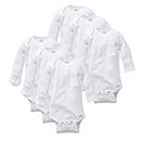 Gerber Baby Girls 3-Pack Or 6-Pack Long-Sleeve Mitten-Cuff Onesies Infant and Toddler Bodysuits, White 6 Pack, Newborn US