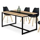 IDMarket - Table à Manger Rectangle Dover 4 Personnes Bande Centrale Noire Design Industriel 120 cm