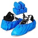 Green Convenience 100 Pack 50 Pairs Disposable Shoe Covers Boot Cover Waterproof, Dust proof, The Size Fit Most, Non-slip, Blue, Protect Your Shoes, Floor, Carpet