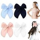 Hair Bows Clips 4 PCS 5.5 Inches Ribbon Barrettes French Style Headpiece Headwear Ponytail Bun Holder Grosgrain Boutique Hairstyles Styling Easter Party Girls