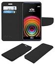 ACM Leather Flip Cover case Compatible with lg x Power k220dsz Mobile Wallet Cover Black