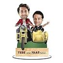 Foto Factory Gifts® Personalized Caricature Gifts for Friends on bike | Best Friends Boys (wooden_8 inch x 5 inch) CA0249