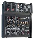 DIGIMORE Audio Mixer 4 Channel for Stage Live Studio Stereo Recording DJ Sound Board Console System Interface with 48V Phantom Power | HI-Z Function (D-200)