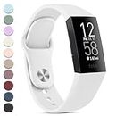 Vanjua Band Compatible with Fitbit Charge 4 Bands Women Men, Soft Silicone Waterproof Sport Replacement Wristbands Strap for Fitbit Charge 4 / Charge 3 Fitness Tracker Accessories (Small, White)