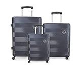 American Tourister (Set of 3 Pc Small Medium and Large Polycarbonate 4w Hardsided Cabin Checkin Strolly/Suitcase Luggage (Dark Black)