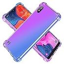 Koarwvc Case for Galaxy A10 Case, Galaxy M10 SM-A105F Case, Crystal Clear Case Gradient Slim Anti Scratch TPU Shockproof Protective Phone Cases Cover for Samsung Galaxy A10 (Purple/Blue)