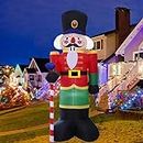 Christmas Inflatable Nutcracker Soldier,9FT/260CM Inflatable Christmas Soldier Decoration with Built-in LED Lights, Nutcracker Inflatable Soldier Lawn Yard Decorations
