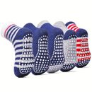 5/10 Pairs Of Boy's Striped Non Slip Crew Socks, Comfy Breathable Casual Socks For 1-7 Years Old Kids Outdoor Activities