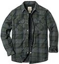 CQR Men's Plaid Flannel Shirt Jacket, Long Sleeve Soft Warm Sherpa/Quilted Lined Jacket, Outdoor Button Up/Zip-Front Jacket, Sherpa Lined Amazon Grey, XX-Large