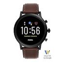 FOSSIL Men's Quartz Digital Watch Smart Display and Leather Strap, FTW4026