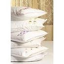 Wonder Decor Cotton Pillow Cover 100% Cotton Very Soft Fabric with Zipper at Back Set of 6 Piece (Grace White) Count:244, 244 TC