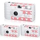 3 Pack Disposable Camera for Wedding Simple Use Color Film Camera with Flash Disposable Cameras One Time Camera for Gathering Wedding Travel Party Supply (White)