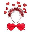 Beaupretty Heart Headband Heart Shape Sunglasses Set Valentines Day Glitter Heart Hair Accessoires Cupid Costume for Women