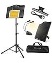 Softline Pro SP-ABSP-FMUS-KIT Portable & Foldable Music/Notation Sheet Stand with Light and Bag, Tabletop Music Book Stand for Guitar, Ukulele, Violin Players