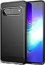 SkyTree Hybrid Carbon Fiber Texture Design Back Cover Anti-Scratch Shock Absorption Case for Samsung Galaxy S10 5G 6.7" (Only for S10 5G) - Black