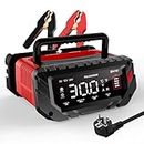 Haisito Caricabatteria per auto, 6 pezzi, 12 V, 24 V, 30 A, Intelligent Fast Battery Charger Car Motorcycle Trickle Charger Desulfator per batterie al litio LiFePO4 Lead Acid Batterie (AGM, gel, EFB,