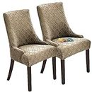 LANSHENG Wingback Chair Covers Slipcover, Accent Chair Covers with Arms, Stretch Jacquard Dining Chair Covers for Dining Room, Kitchen (Set of 4, Khaki)