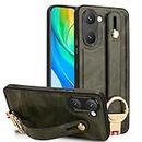 HWPIVOX Case for Vivo Y03 4G, [Wristband] + [Keychain] Multifunctional Vivo Y03 4G Phone Case, PU Leather Comfortable Feel Non-Slip Combination Phone Cover for Vivo Y03 4G Green