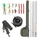 Fishing Rod Kit, Carbon Fiber Fly Fishing Rod and Reel Combo with Carry Bag Fishing Reel, Lure, Fishing Gear Set for Beginner Adults Saltwater Freshwater