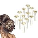 TEMPERIA (12pcs) Pearl U Pins Hair Accessories for Women & Girls - Decoration Pearls Beads Hair Clip for Bride Hairstyle - For Wedding/Parties (MN02)