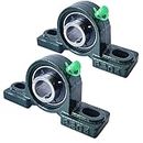 2 Pack UCP204-12 Pillow Block Mounted Ball Bearing - 3/4" Bore - Solid Cast Iron Base - Self Aligning