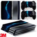 PS4 Pro Playstation 4 Console Skin Decal Sticker Blue Silver Metal Custom Design