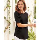 Blair Women's Essential Knit Elbow Sleeve Curved-Hem Tee - Black - XL - Womens