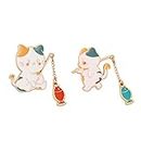 VEINTI+1 Cute Cat Accessories Pin Funny Lapel Enamel Kawaii Kitty Pins Aesthetic for Backpack Hat Jacket Pins(2 Cats), Animals & Humans, Alloy Steel, no gemstone