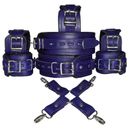Real Cow Hide Leather Hand Made Wrist Ankle Thigh Cuffs Collar Restraint Purple