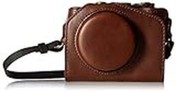 CEARI Vintage Leather Camera Case Bag with Strap for Canon Powershot G7X, G7X Mark II DSLR Camera - Coffee