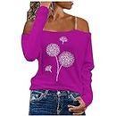 Womens Tops Sale Clearance Casual Party Elegant Autumn Winter Loose Christmas Sweater Longline Long Sleeve Ladies Off Shoulder Shirts Graphic Print Pullover Tops Blouses Fashion Jumpers Blouse