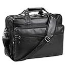 Leather Laptop Bag, Men's 15.6 Inches Messenger Briefcase Business Satchel Computer Handbag Shoulder Bag Fits 15.6 Inch Laptop, Computer, Tablet (Black) ([G]Black, 17.3)