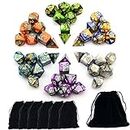 Smartdealspro, set da 6 x 7 (42 pezzi) di dadi poliedrici doppi colori con sacchetti per dungeons and Dragons DND RPG MTG giochi da tavolo D4 D6 D8 D10 D12 D20 (6 colori set 2)