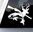 Sunset Graphics & Decals Fish Deer Gun Decal Vinyl Car Sticker Fishing Hunting | Cars Trucks Vans Walls Laptop | White | 5.5 x 5 inches | SGD000006