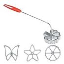 VEIREN Rosette Iron Kit Creative Cake Printing Cookie Pastry Mold with 4 Shapes Interchangeable Heads Cute Butterfly Star Snowflake Leaf with Lifting Handle for Dessert Biscuit Waffle Baking Gadget