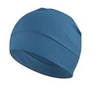 PAROPKAR 100% Cotton Lycra Skull Caps Lightweight Beanie Sleep Hats Breathable Helmet Liner Cap Cycling Hat Cap for Men and Women (Turquoise Blue)