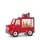 RAZ Imports Santa and Reindeer Musical Lighted Water Truck, 10.25-inch Length, Christmas Decor, Holiday Season, Table and Shelve Accent