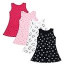 CLAP Cotton Baby Girl's Midi Nightdress (Pack Of 4) (_Navy, White & Light Pink_2-3 Years)