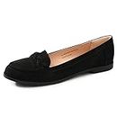 festooning Women Loafers Flat Shoes Slip-on for Ladies Comfortable Casual Shoes Black Size 7