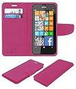ACM Mobile Leather Flip Flap Wallet Case Compatible with Nokia Lumia 630 Mobile Cover Pink