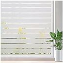 Lifetree Window Film Privacy for Glass Windows Frosted Static Cling Stripe Patterns Priavcy No Glue Heat Reflective Sticker Home Office (Frosted, 44.5 * 200cm)