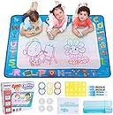 Hautton Aqua Magic Water Doodle Mat, 39.5 x 31.5 Inch Large Drawing Coloring Mat Painting Writing Board with 15 Accessories Educational Learning Toy Gift for Toddlers Kids Boys Girls Age 2 3 4 5 6 7 8