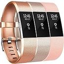 Yandu Replacement for Fitbit Charge 2 Strap (3 Pack), Watchbands Soft Comfortable Accessory Straps for Fitbit Charge 2 (03, 3PC(Champagne+Rosegold+Blush Pink), S)